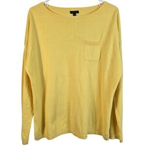 Talbots Sweater Women's L Yellow Cotton Wool Cashmere Classic Career Spring Prep